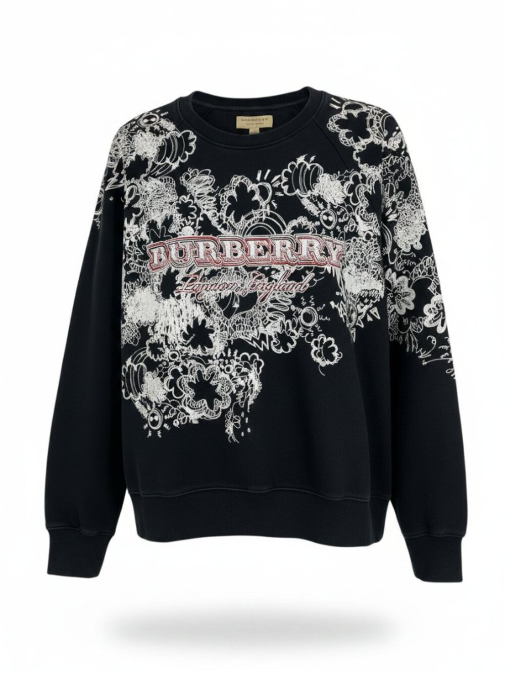 Burberry Sweatshirt M mens Doodle print jersey black squiggles crewneck barford